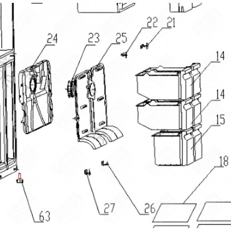 MITTLERE SCHARNIER (REFERENZ 21) KÜHLSCHRANK, GEFRIERSCHRANK - FR000225