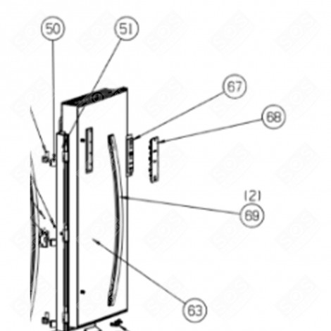 KÜHLSCHRANKTÜR RECHTS (KENNZEICHEN 63) KÜHLSCHRANK, GEFRIERSCHRANK - FR001768