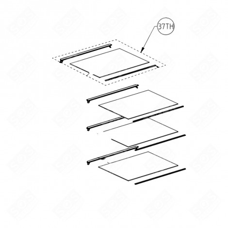 ABLAGE, ORIGINALE GLASABLAGE (MARKIERUNG 37TH) KÜHLSCHRANK, GEFRIERSCHRANK - 5910550100