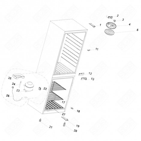 RECHTE OBERE SCHARNIERE (KENNZEICHNUNG 1) KÜHLSCHRANK, GEFRIERSCHRANK - 1058841, 53040240